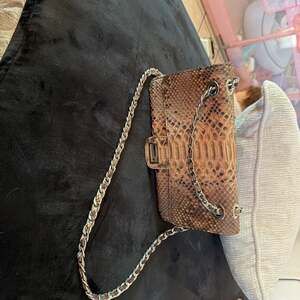 Real Python Snakeskin Crossbody Women Quilted Clutch Purse With Chain Strap